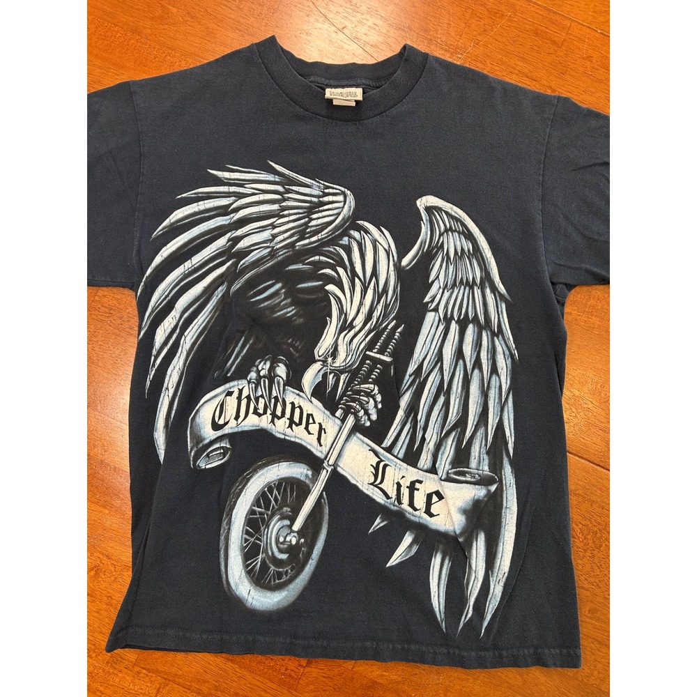 Vintage National Heritage Chopper Life T-Shirt Mens Medium Black Eagle Biker